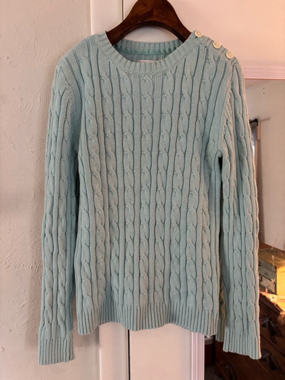 Croft & Barrow Turquoise Cable-Knit Crew Sweater